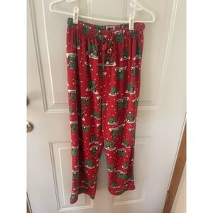 MTV Holiday Fleece Pajama Pants – Red Christmas Logo Print – Size Small